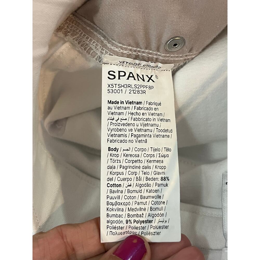 SPANX shape Every Wear Cropped Wide Leg Pull-On Jeans White Large Stretch Denim - Picture 6 of 7